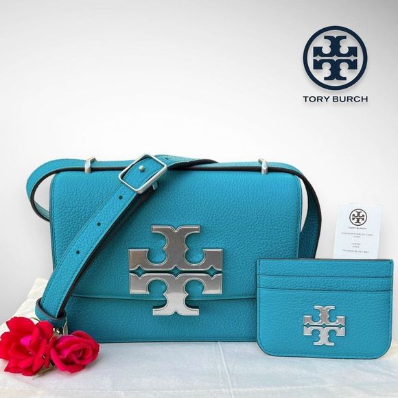 Tory Burch Handbags - AUTH New Tory Burch Eleanor Convertible Shoulder Bag & Card Case Blue Jay $776